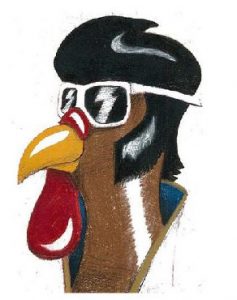 Vegas Turkey Trot Logo - Elvis Chicken Head Illustration